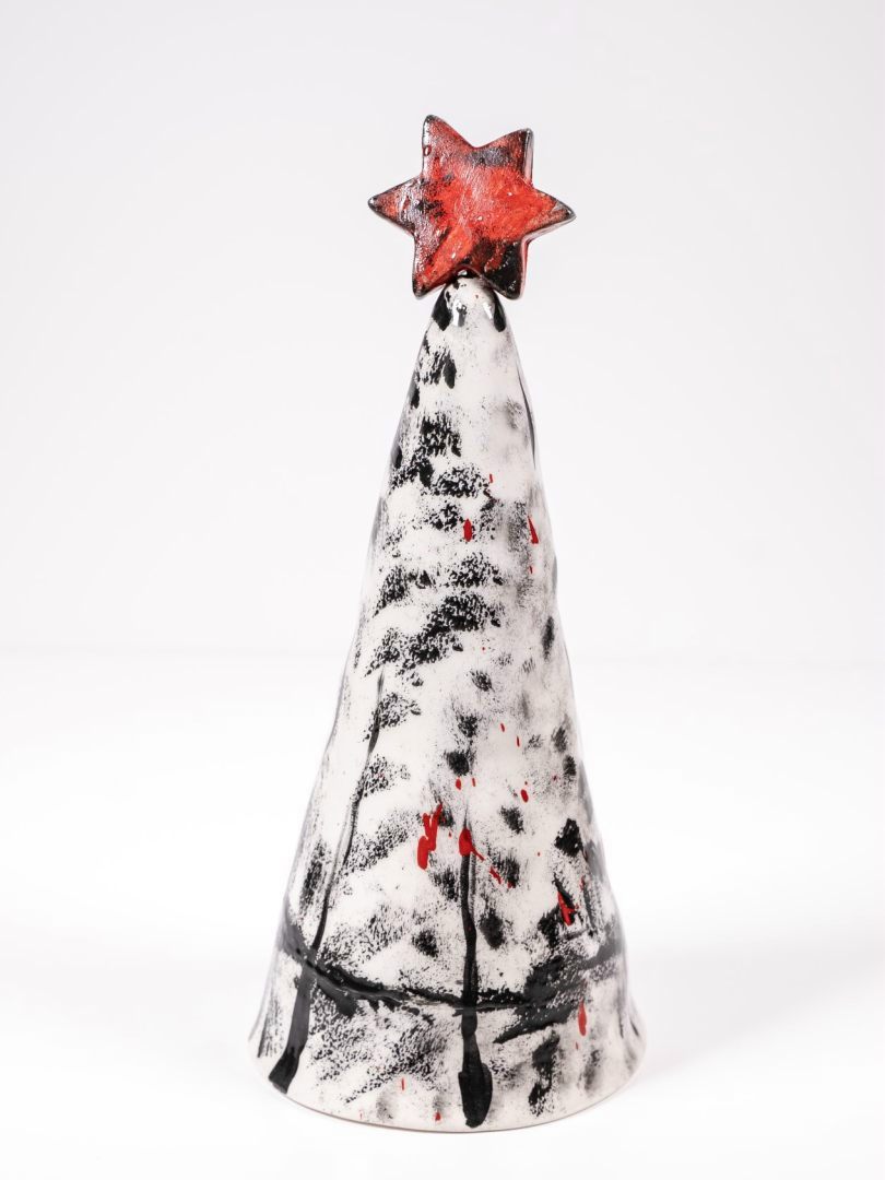 Κεραμικό χριστουγεννιάτικο δεντράκι με κόκκινο αστέρι