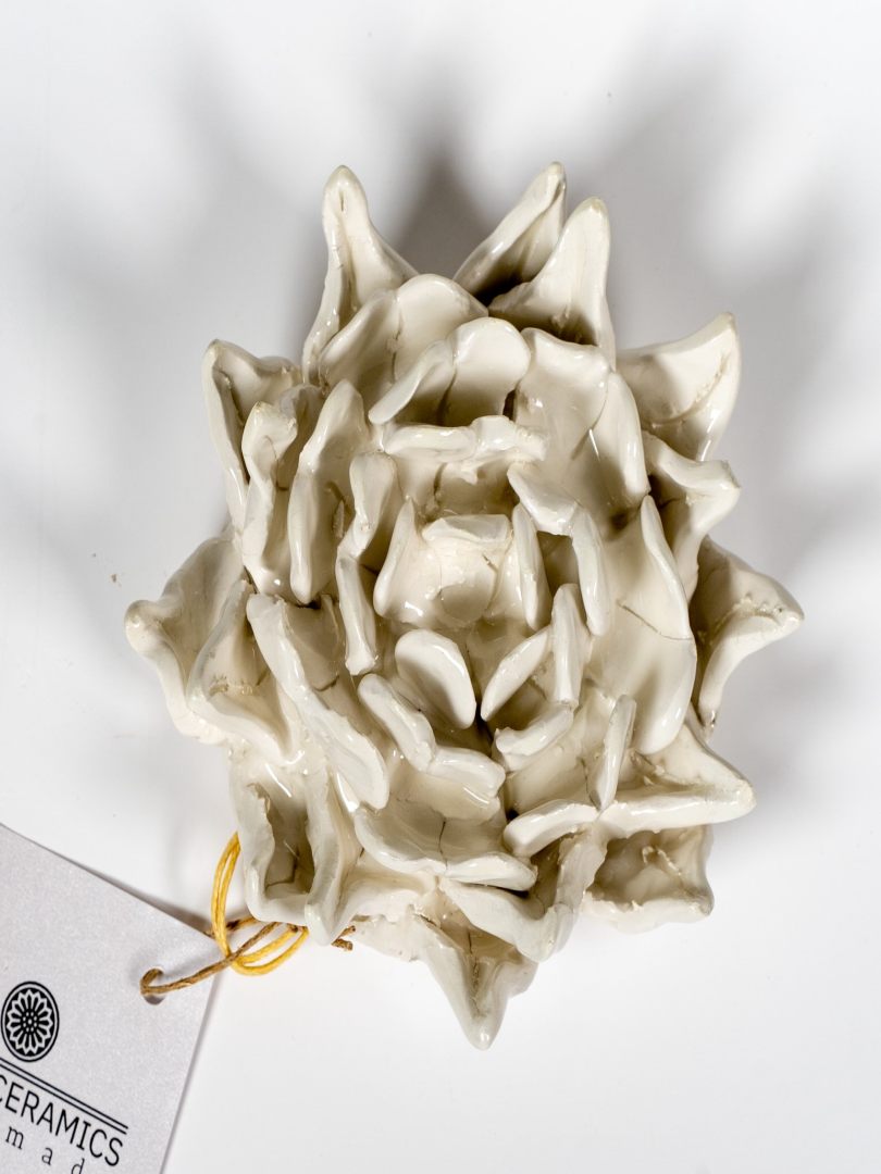 Κεραμικό χρυσάνθεμο μικρό λευκό τοίχου